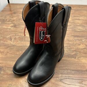 Justin SE770 Black Leather Roper Cowgirl Western Boots Women 6.5 B NWT NO BOX